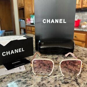 CHANEL Women's Sunglasses in Pink and Gold